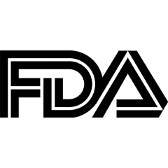 Black 'FDA' logo on a white background