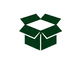 Green cardboard box icon on a white background