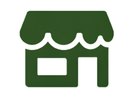 Green store icon on a white background