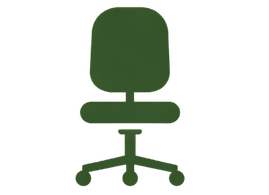 Green office chair icon on a white background