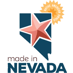 Logo with a star inside the state of Nevada outline, featuring 'Made in Nevada' text and a yellow star badge.